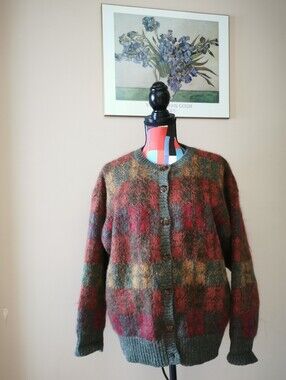 Vintage Susan Bristol Mohair Blend Sweater Jacket Size M 1991 Hong Kong